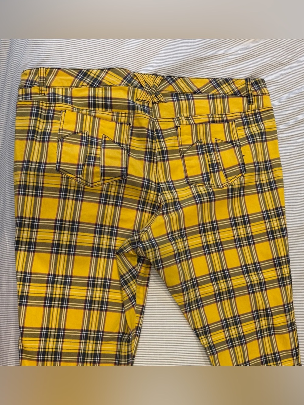 Tripp NYC Yellow Plaid Punk Pants – Size 24W– Rare Bold Tartan - Picture 3 of 5